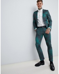 Мужские темно-зеленые классические брюки с принтом от Twisted Tailor