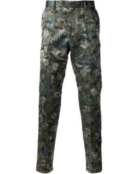 Мужские темно-зеленые классические брюки с цветочным принтом от Valentino