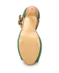 Темно-зеленые кожаные босоножки на каблуке от Benini