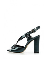 Темно-зеленые кожаные босоножки на каблуке от Calipso
