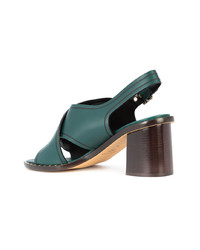 Темно-зеленые кожаные босоножки на каблуке от Derek Lam