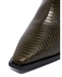 Темно-зеленые кожаные ботильоны со змеиным рисунком от Aeyde