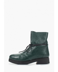 Женские темно-зеленые кожаные ботинки на шнуровке от Clovis