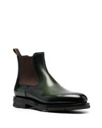 Мужские темно-зеленые кожаные ботинки челси от Santoni