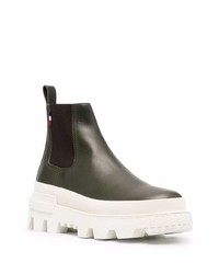 Мужские темно-зеленые кожаные ботинки челси от Moncler