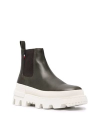Мужские темно-зеленые кожаные ботинки челси от Moncler