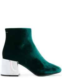 Женские темно-зеленые кожаные ботинки от MM6 MAISON MARGIELA
