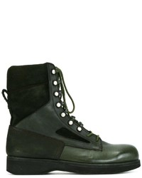 Мужские темно-зеленые кожаные ботинки от Sacai