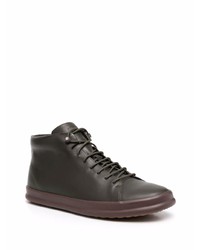 Мужские темно-зеленые кожаные высокие кеды от Camper