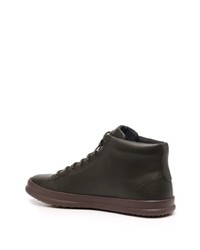 Мужские темно-зеленые кожаные высокие кеды от Camper