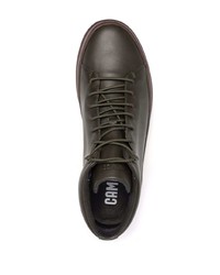 Мужские темно-зеленые кожаные высокие кеды от Camper