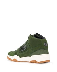 Мужские темно-зеленые кожаные высокие кеды от Bally