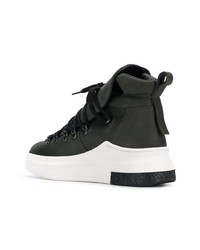 Мужские темно-зеленые кожаные высокие кеды от Cinzia Araia