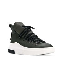 Мужские темно-зеленые кожаные высокие кеды от Cinzia Araia