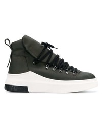 Мужские темно-зеленые кожаные высокие кеды от Cinzia Araia