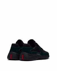 Мужские темно-зеленые кожаные низкие кеды от Prada