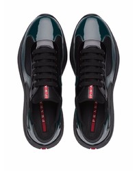 Мужские темно-зеленые кожаные низкие кеды от Prada