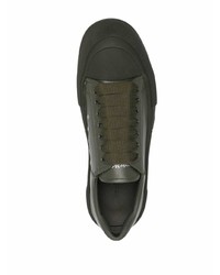 Мужские темно-зеленые кожаные низкие кеды от Alexander McQueen