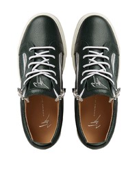 Мужские темно-зеленые кожаные низкие кеды от Giuseppe Zanotti