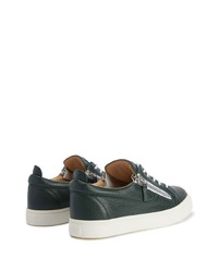 Мужские темно-зеленые кожаные низкие кеды от Giuseppe Zanotti