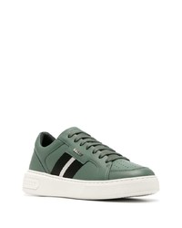 Мужские темно-зеленые кожаные низкие кеды от Bally