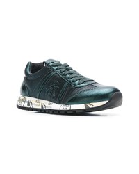 Женские темно-зеленые кожаные низкие кеды от Premiata