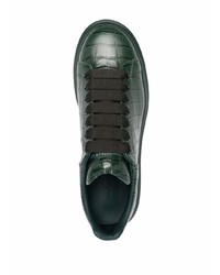 Мужские темно-зеленые кожаные низкие кеды от Alexander McQueen
