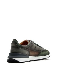 Мужские темно-зеленые кожаные низкие кеды от Magnanni