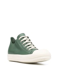 Мужские темно-зеленые кожаные низкие кеды от Rick Owens