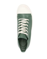 Мужские темно-зеленые кожаные низкие кеды от Rick Owens