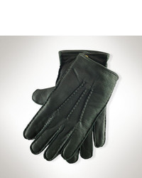 Темно-зеленые кожаные перчатки
