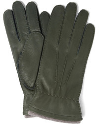 Мужские темно-зеленые кожаные перчатки от Dents