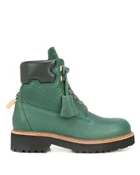 Мужские темно-зеленые кожаные рабочие ботинки от Buscemi