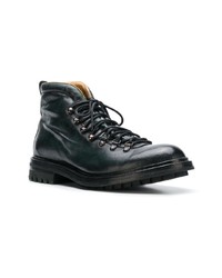 Мужские темно-зеленые кожаные рабочие ботинки от Officine Creative