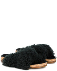 Темно-зеленые кожаные сабо от Chloé