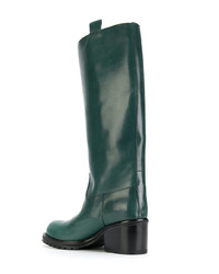 Темно-зеленые кожаные сапоги от A.F.Vandevorst