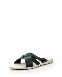 Мужские темно-зеленые кожаные сланцы