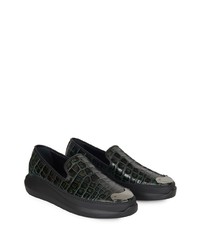 Мужские темно-зеленые кожаные слипоны от Giuseppe Zanotti