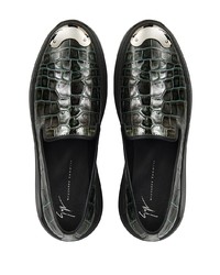 Мужские темно-зеленые кожаные слипоны от Giuseppe Zanotti