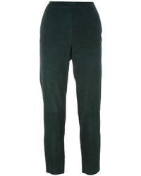 Женские темно-зеленые кожаные спортивные штаны от Drome