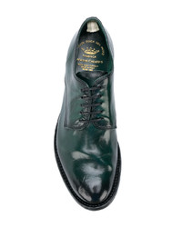 Темно-зеленые кожаные туфли дерби от Officine Creative