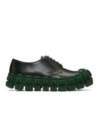 Темно-зеленые кожаные туфли дерби от Prada