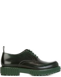 Темно-зеленые кожаные туфли дерби от Valentino