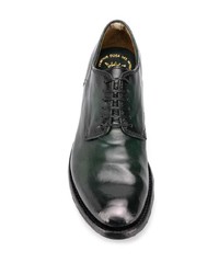 Темно-зеленые кожаные туфли дерби от Officine Creative