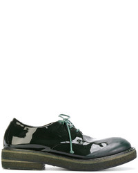 Темно-зеленые кожаные туфли на шнуровке