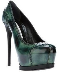 Темно-зеленые кожаные туфли от Gianmarco Lorenzi