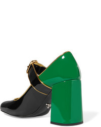 Темно-зеленые кожаные туфли от Prada