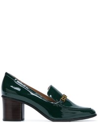 Темно-зеленые кожаные туфли от Tory Burch
