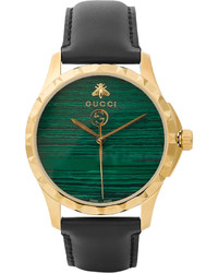 Мужские темно-зеленые кожаные часы от Gucci