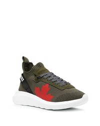 Мужские темно-зеленые кроссовки от DSQUARED2